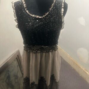 Ultra Pink Sleeveless Gray and Black Party Dress